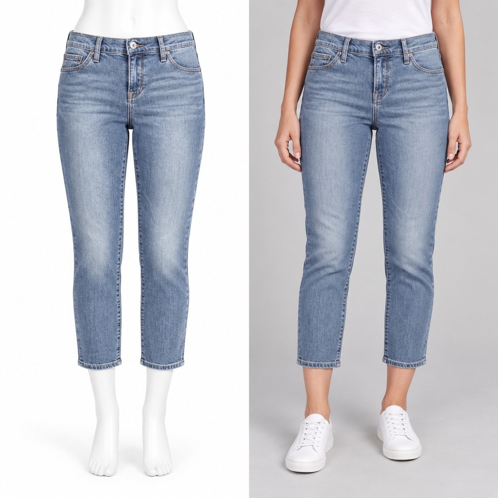 Lucky Brand Charlie Capri Jeans Womens 14/32 Blue Denim Stretch Faded Mid Rise